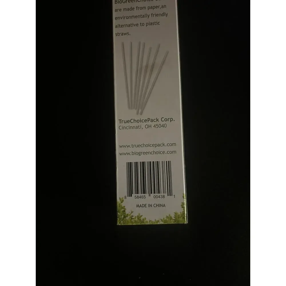 New 8 Packs 400 Total BioGreenChoice Paper Straws 7.75